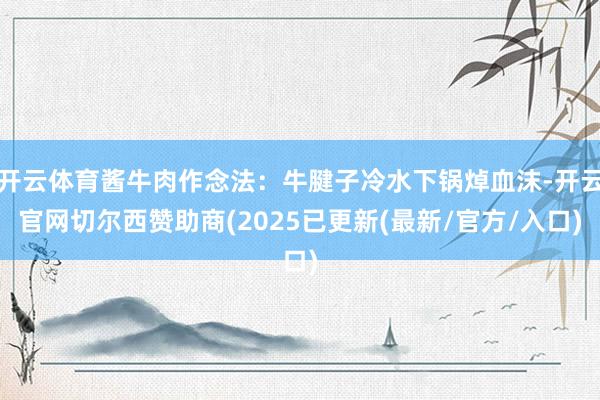 开云体育酱牛肉作念法：牛腱子冷水下锅焯血沫-开云官网切尔西赞助商(2025已更新(最新/官方/入口)